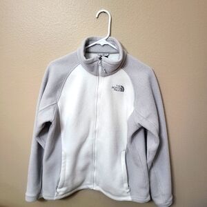 Women's North Face fleece full zip white and grey